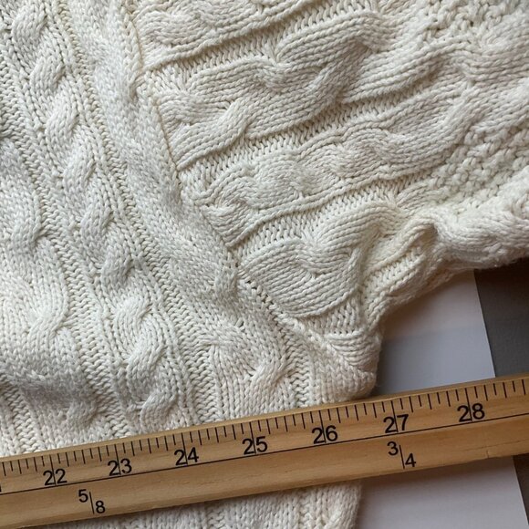 VTG Liz Claiborne Large Beige All over Cable Knit Fisherman Sweater Chunky - Picture 4 of 9
